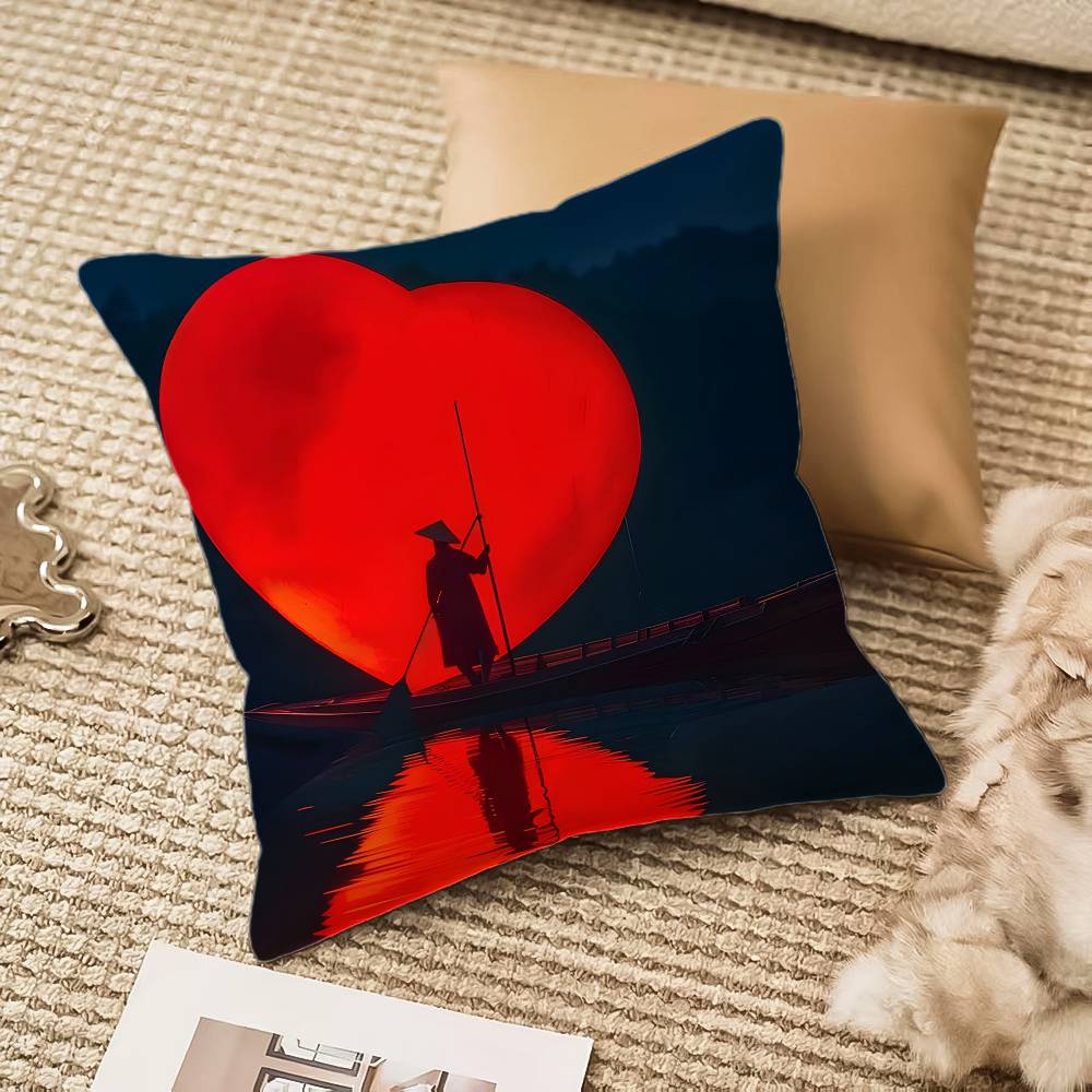 Creative Heart Stealing Theme Pillow Case Anti-dustmite Invisible Zipper Sofa Bed