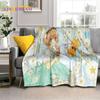3D Cartoon Captor Anime Cute Card Sakura Blanket,Soft Throw Blanket for Home Bedroom Bed Sofa Picnic Office Cover Blanket Kids