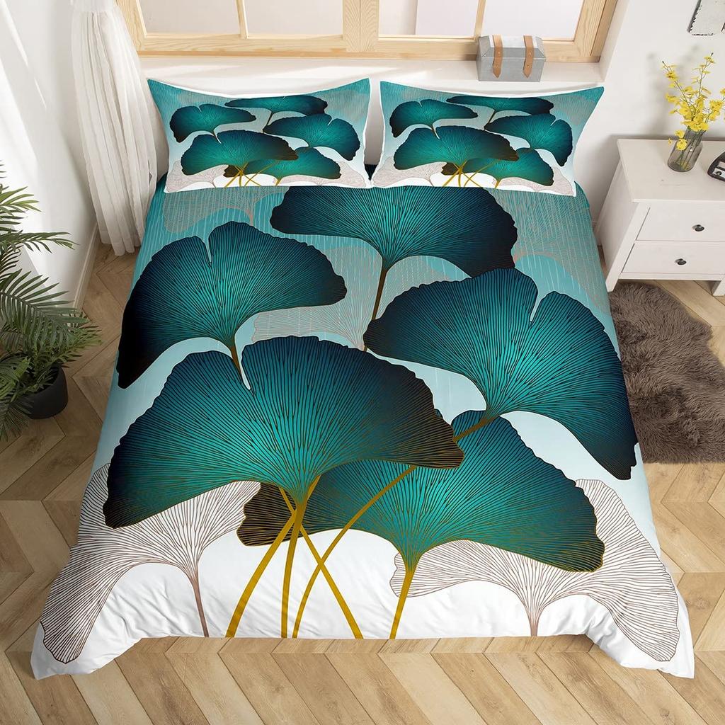 Povlak na přikrývku Ginkgo List Queen Přírodní Botanická Ložní souprava Rostliny Rustikální Farmářský Povlak na přikrývku Abstraktní Listy Povlak na peřinu