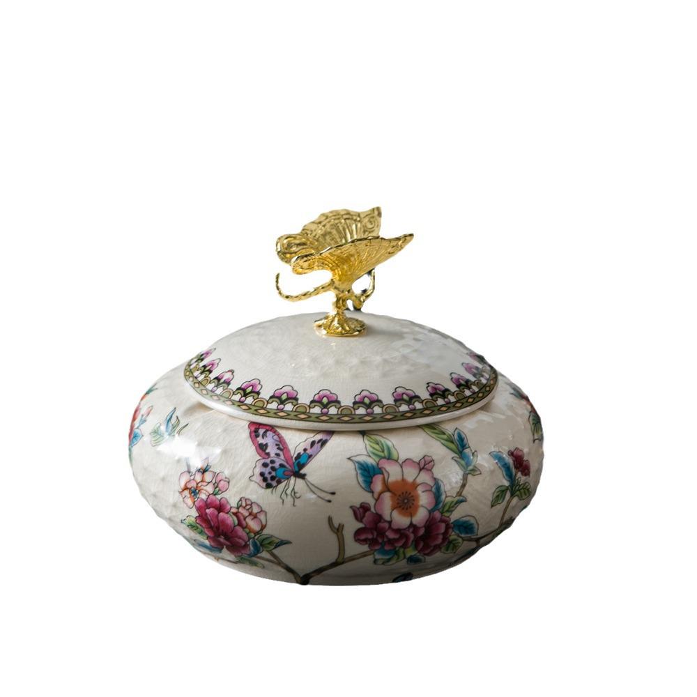 American Retro Ceramic Jewelry Box - European-style Home Storage Organizer and Handicraft Ornament