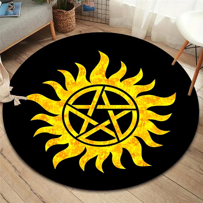 Supernatural Round Area Rug,Carpet Rug for Living Room Bedroom Sofa Playroom Decor,Non-slip Floor Mat
