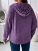 2025 Autumn/Winter V-Neck Plus Size Women's Hooded Ribbed Long Sleeve T-Shirt