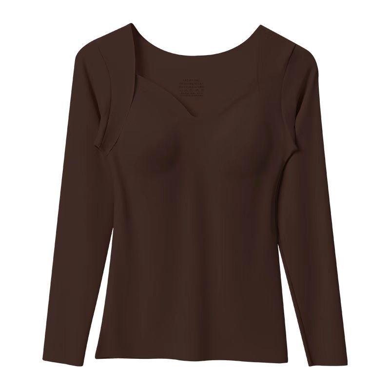 

Женский модный бесшовный термотоп-базовый слой со встроенными чашками - Утягивающий, Невидимый, для ношения осенью/зимой Large: 100-120 lbs