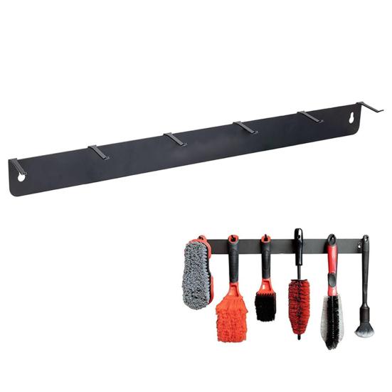 Stainless Steel Detailing Brush Holder Wall-Mounted Storage Rack 6-Hook Organizer for Car Detailing Tools