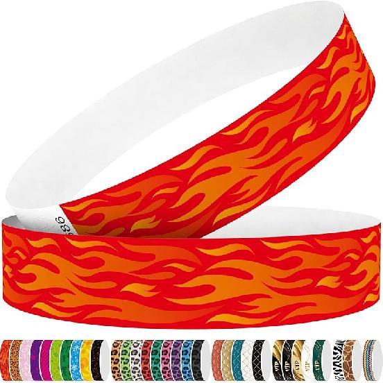 250 Tyvek Wristbands - Colored Paper Wristbands for Events - Red Flame Wrist Bands for Parties, Games, Competitions (red)