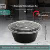 Disposable Round Takeaway Meal Box with High Lid, 3500ml, 90 Sets
