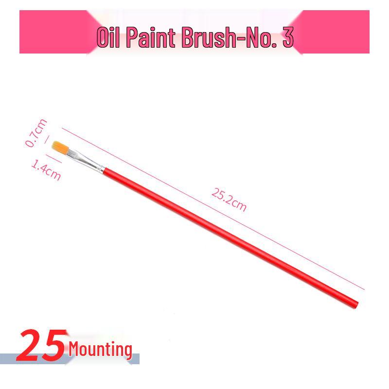 Red Handle Nylon Hair Flat Brush for Oil & Watercolor Painting