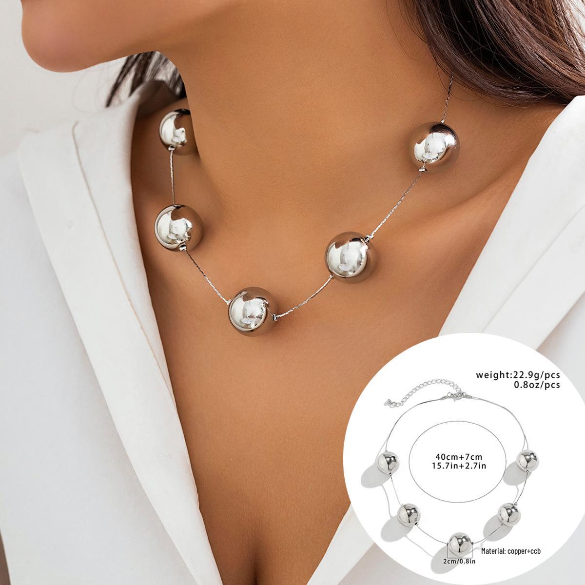 

Cyberpunk Multi-layer Round Bead Necklace with Detachable Heart-shaped Pendant CCB