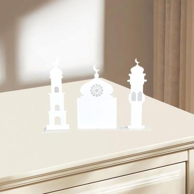 3 Acrylic Ramadan Decorations Flat Ornament for Table Eid Mubarak Display