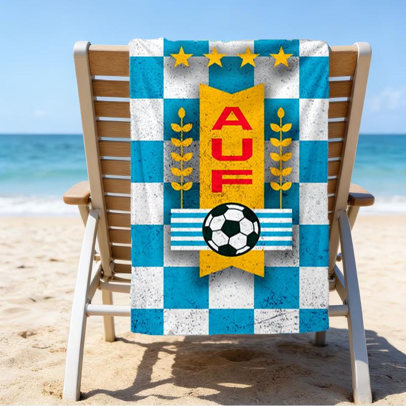 Toalla de Playa con Diseño de Escudo de Club Impreso, Microfibra Súper Suave, Regalo Perfecto Cumpleaños, para Piscina, Playa, Viajes, para familia y amigos