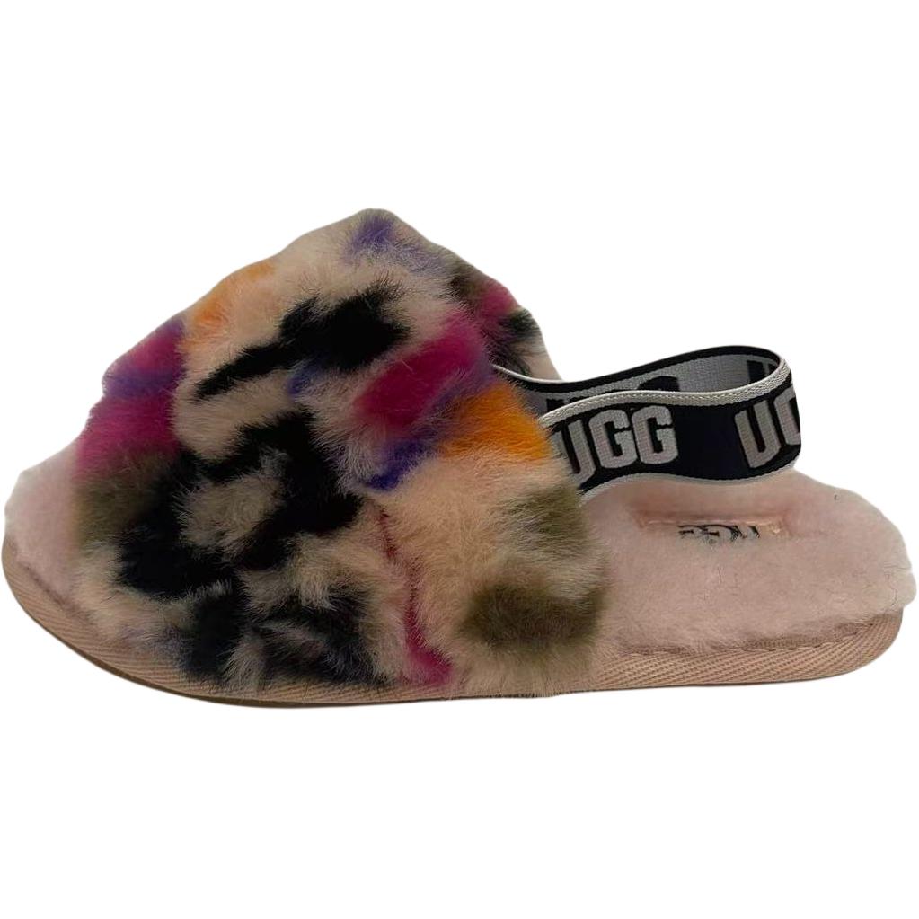 UGG Fluff Yeah Slide Motlee Comfortable Soft Outdoor Slippers Kids Slippers Pink 1103619T-MULT 27.5