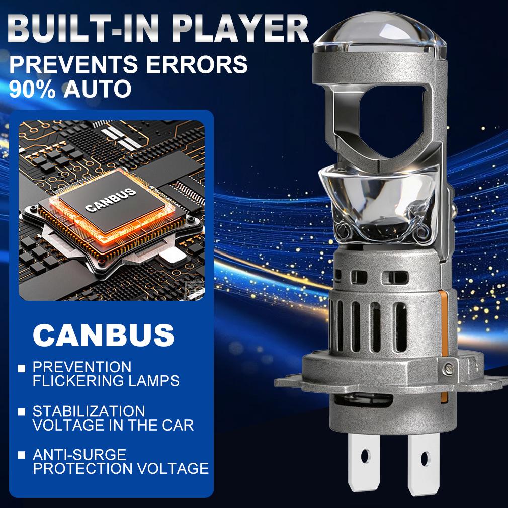 2 Adet H7 LED Projektör Merceği Far Ampulü H4 Canbus Araç Motosiklet Işığı Mini Kablosuz Turbo 40000LM Otomatik Sis Lambası Tak & Çalıştır Far 6500K Beyaz