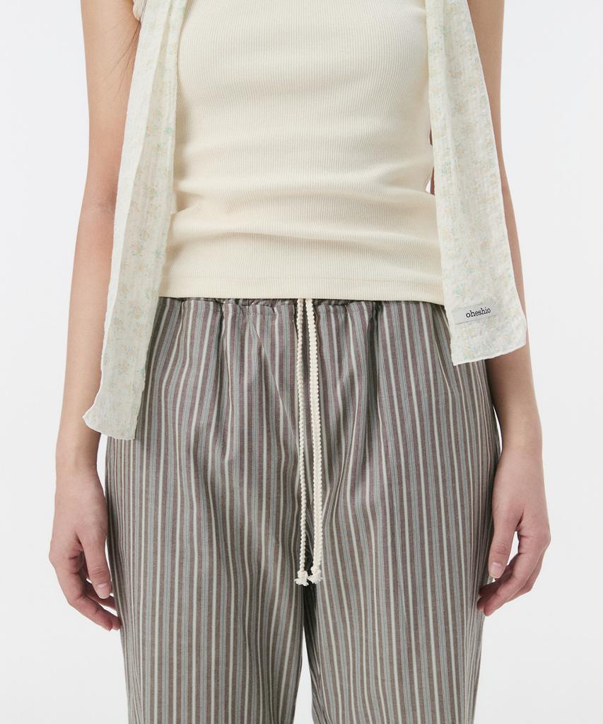 Ohesio Stripe Bootscut Banding Pants, Brown