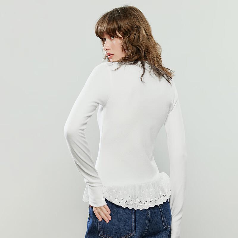Women's Faux Cashmere Lace Spliced Thermal Long-Sleeve Top