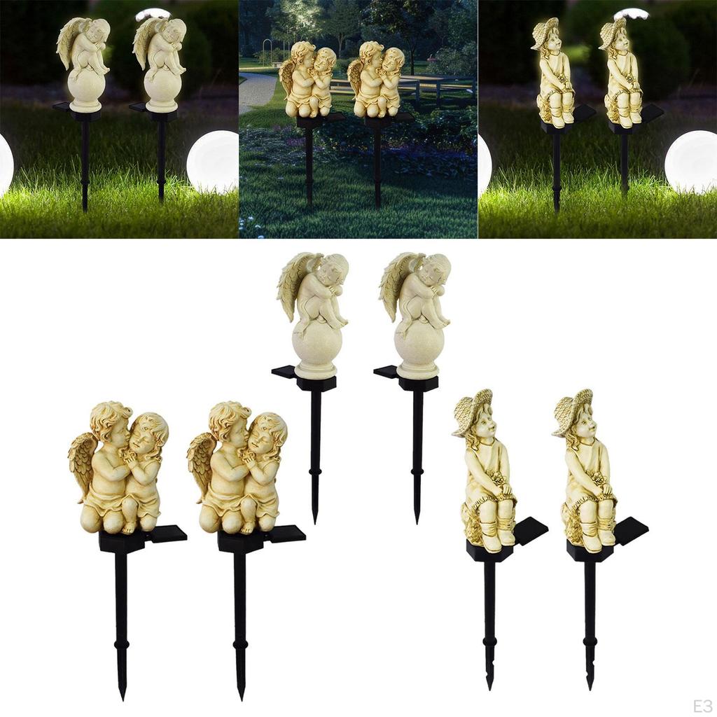 2 Pieces Garden Yard Light Solar Outdoor Pathway Statue Lamp Ornament