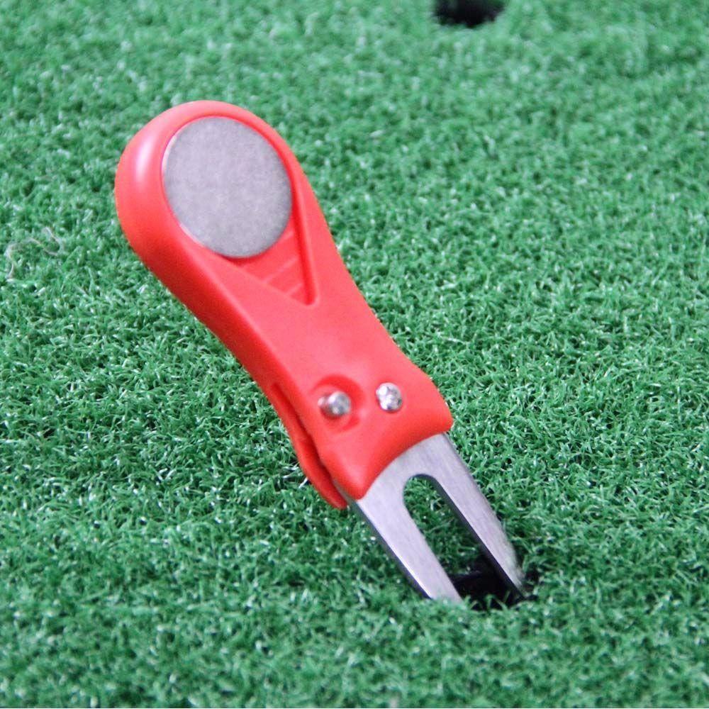 Pop-up Button Putting Green Groove Cleaner Golf Pitchfork Switchblade Pitch Golf Divot Repair Tool