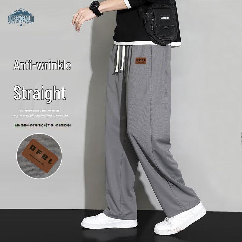 

Dingfengbaoluo Men s Casual Loose Straight Leg Pants L