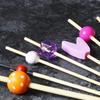 100pcs 12cm Fruit Cocktail Pick Stick Different Style Bamboo/PVC Buffet Cupcake Toppers Bar Tools Barware