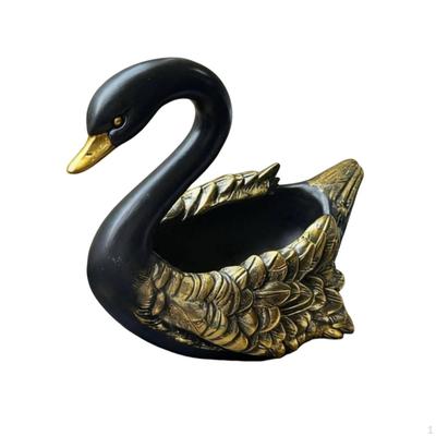 Swan Decorative Bowl Resin Elegant Key Receptacle Sculptural Tabletop Organizer for Entryway
