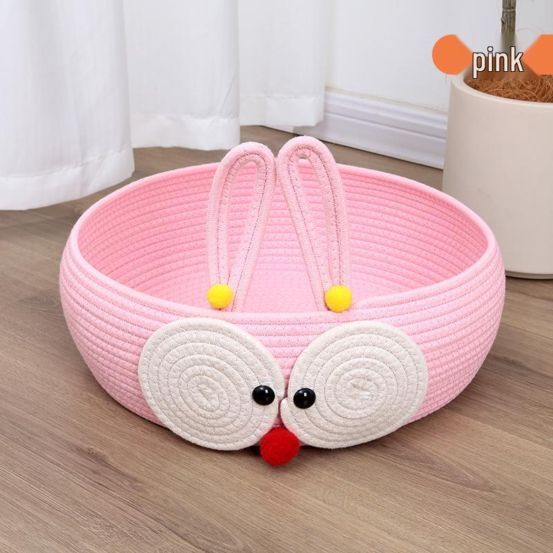 Woven Cotton Rope Cat Bed: All-Season Cat Supplies with Scratching Board
