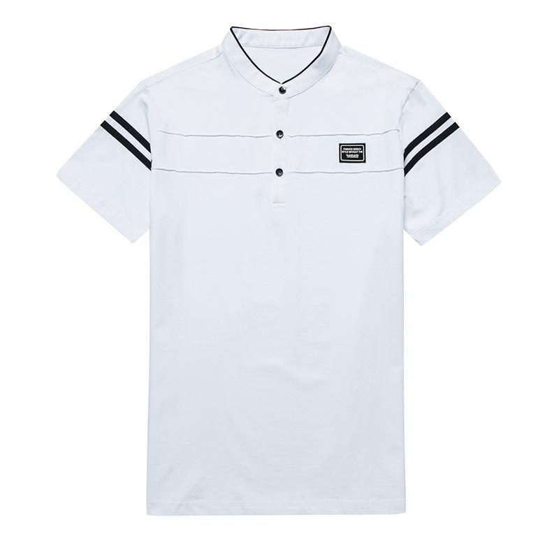 T-shirt POLO estiva alla moda da uomo T-shirt comoda coreana in cotone traspirante con collo alto e maniche corte