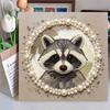 Adorable Raccoon Portrait Framed Pearl Painting Kit DIY 3D Sparkling Bead Canvas Art Relaxing Handmade Craft Gift for Women