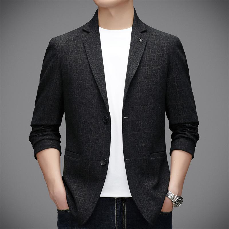 

Мужское весеннее пальто Новинка Приталенный цельный верх Весенне-осенний Повседневный костюм для папы среднего возраста Наряд для папы 4XL