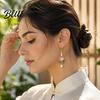 Lotus Flower Earrings 1 Pair for Women Vintage 3D Pink Dangle Pearl Drop Earring Faux Crystal Floral Jewelry Hanfu Cosplay Accessories Fashion Face
