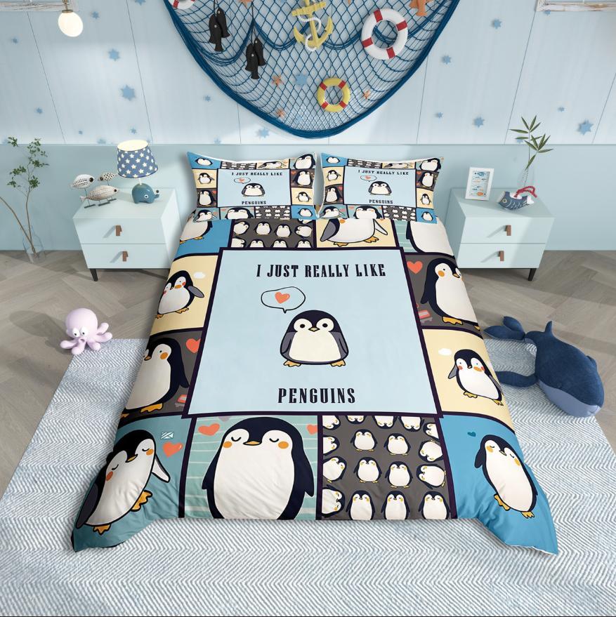 Homewish Ocean Penguin Duvet Cover SetSea Animal For Teens Bedding SetMarine Wildlife Decor