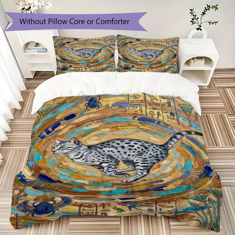 Cute kitten Pattern Bedding uilt Set uilt Cover Pillowcase Home Decoration Birthday Gift (1 * duvet cover + 2 * pillowcase without core)
