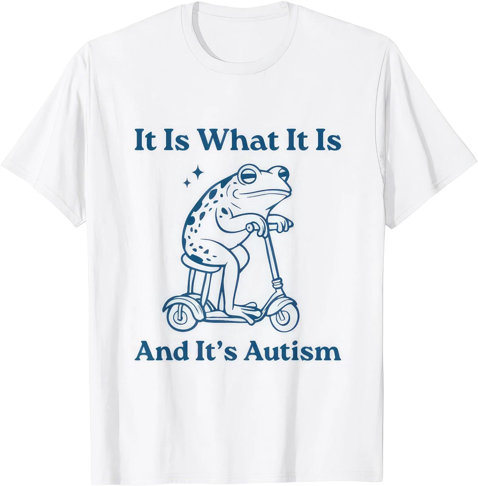 It Is What It Is Autism Awareness Frog Retro Funny Graphic T Shirt 4XL