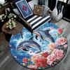 Dolphins Round Area Rug,Carpet Rug for Living Room Bedroom Sofa Playroom Decor,Non-slip Floor Mat