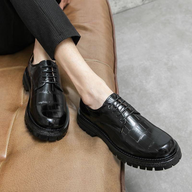 New Luxury Oxford Leather Shoes Lace Up Round Toe Thick Sole Platform Shoes Round Head Leather Shoes High Quality Casual Shoes