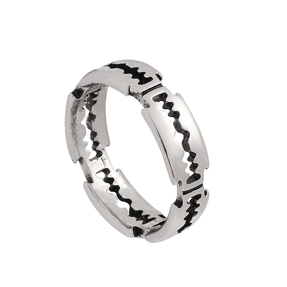 Simple Design Distressed Blade Ring Korean Style Hollow Open Ring Jewelry