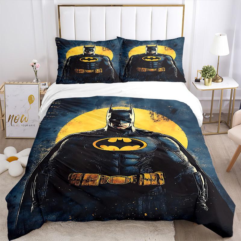 3pcs Batman Moonlight Bedding Set, Soft Polyester Duvet Cover and Pillowcases Machine Washable Seasons All Suitable & Guest Room Decor265