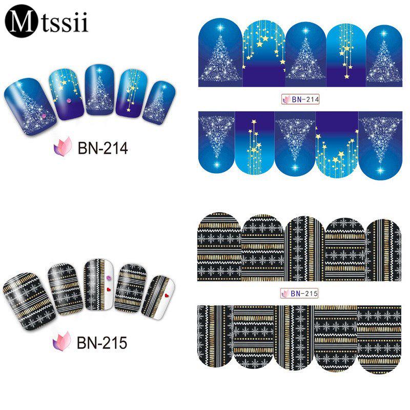 Mtssii 3D 12 Sheets/setWinter Snowflake Full Wraps Water Transfer Nail Art Sticker Manicure Decal