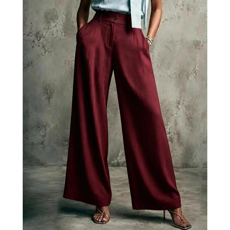 New Style Women's Solid-color Wide-leg High-waist Loose-fitting Slimming Casual Pants