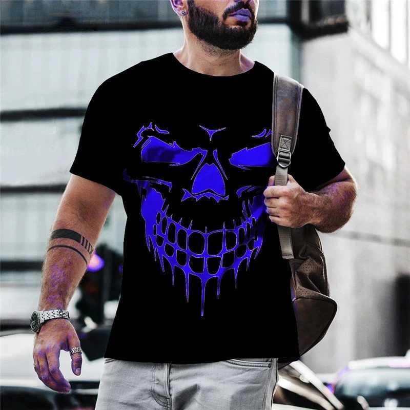 Devil Expression Halloween Print T-shirt Men's Fashion Casual Halloween T-shirt Men's Short Sleeve Round Neck Top 2024 New