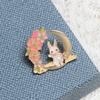 Lovely Cute Bunny Hard Enamel Pin Fashion Cartoon Animals Pastel Cherry Blossoms Brooch Medal Jewelry Gift