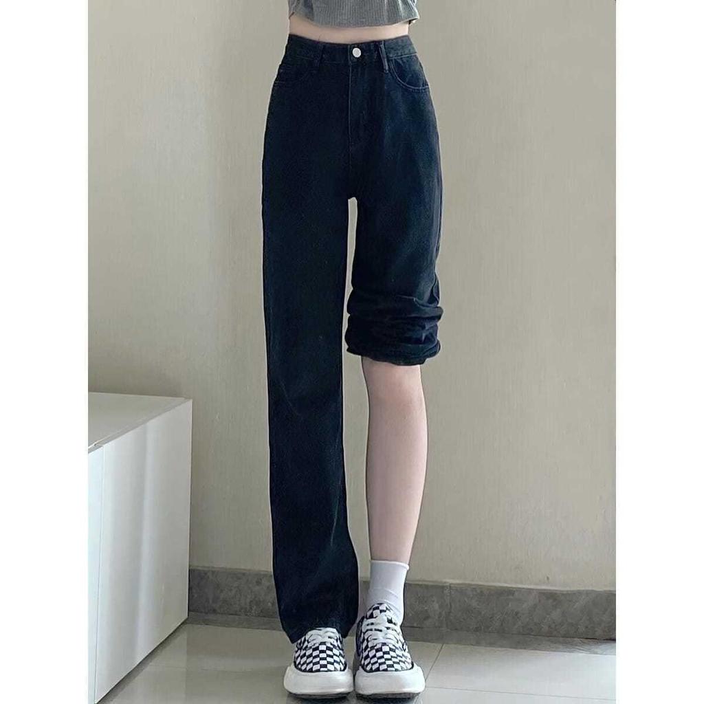 Plus Size High-Waist Wide-Leg Jeans - Slimming Straight-Leg Pants for Autumn