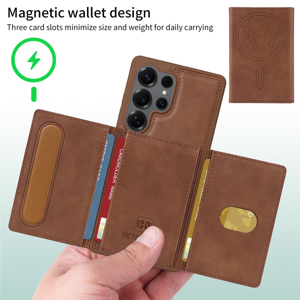Case For Samsung Galaxy S25 Ultra S25 Edge S24 Plus S23 FE S22 S21 A16 A55 A15 A35 5G Magnetic Separation Card Bag Leather Cover
