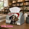 1pc, 2D Flat Printing, Tissue Box Happy Holiday Dog Christmas Card Pattern Printed Tissue Box, Durable Decoration Storage for Kitchen, Living Room, Be