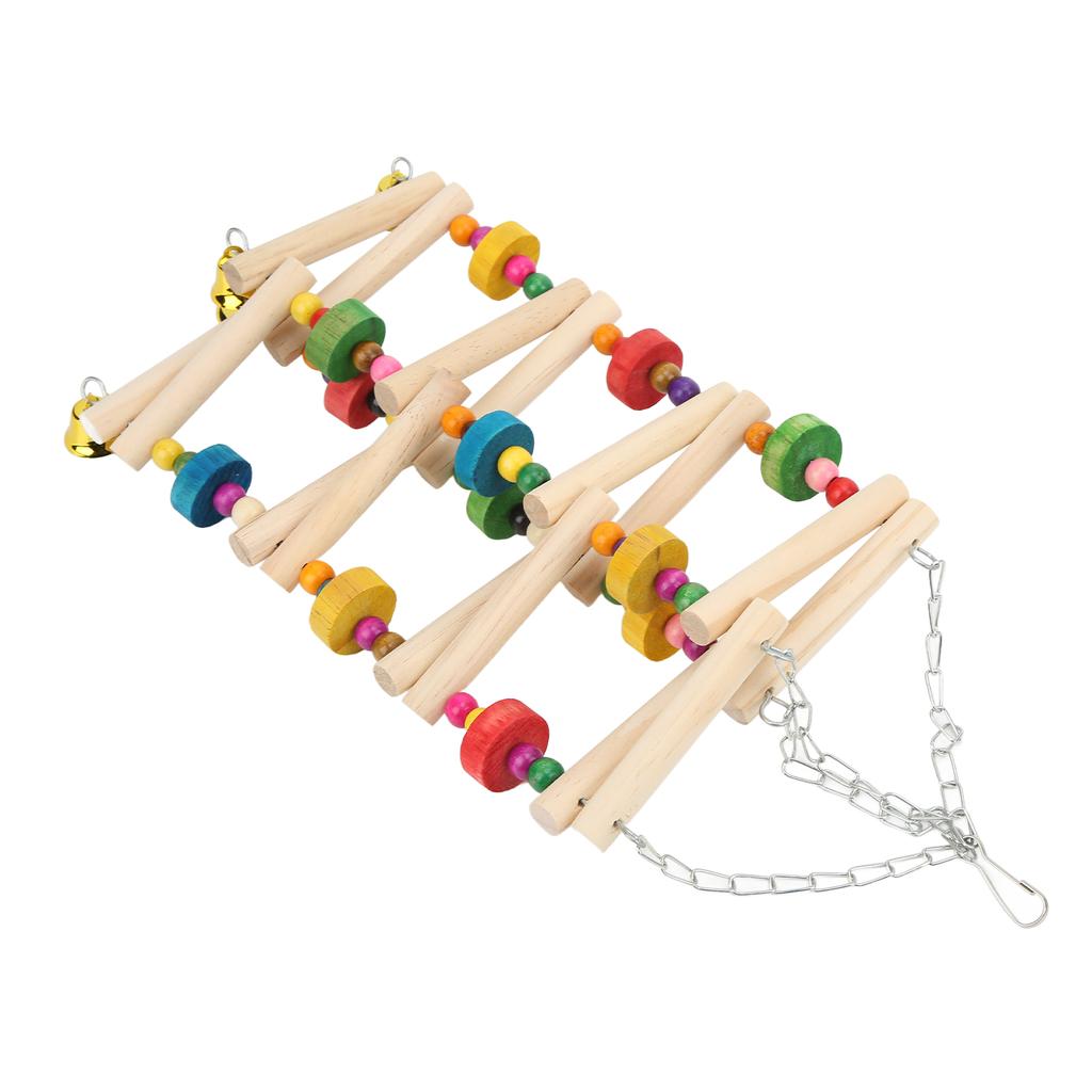 Vogel Kletterspielzeug Holz Bunt Hängend Papageien Knabber Steh Leiter mit Glöckchen für Wellensittiche Wellensittiche