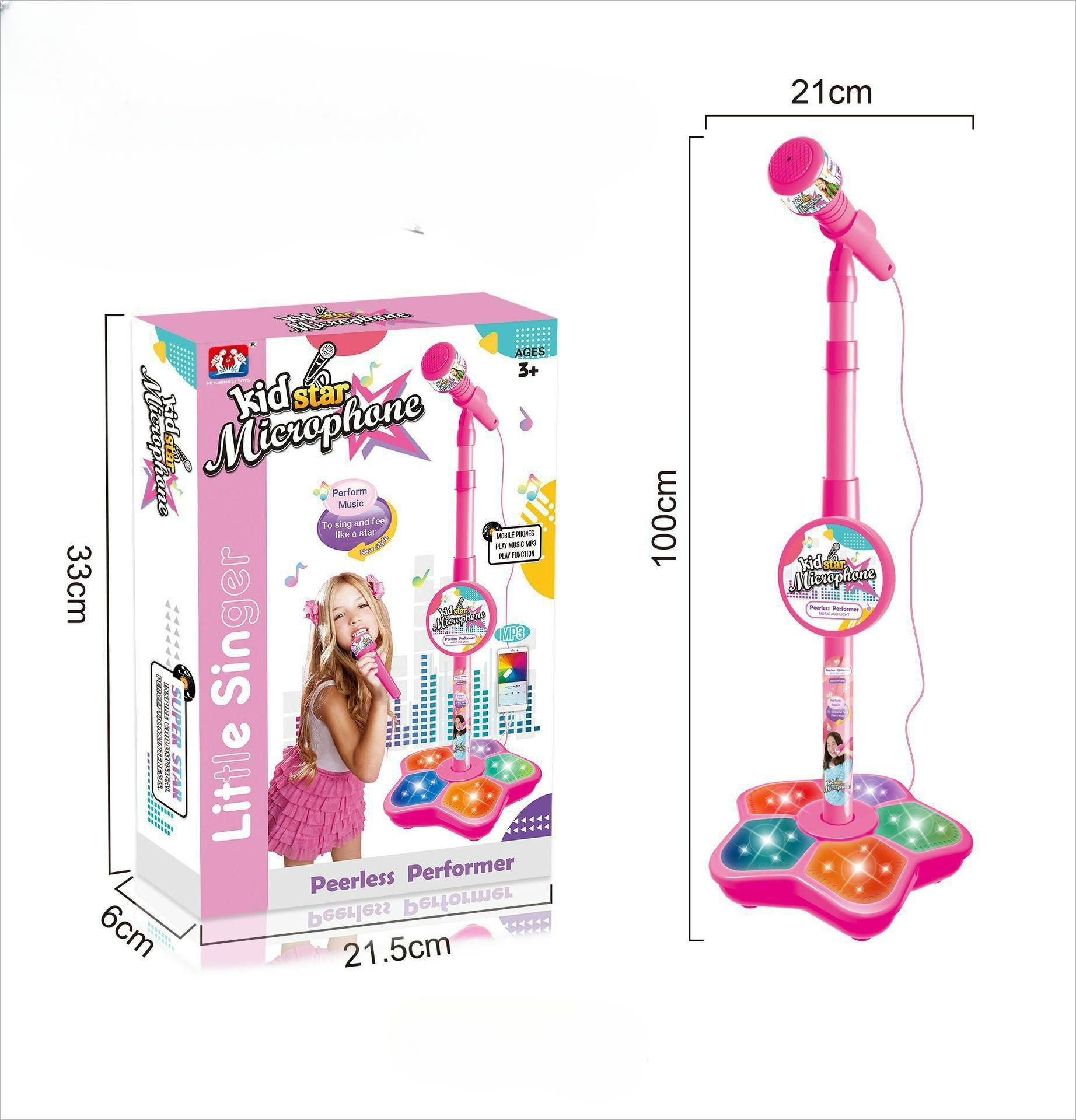 

Kids Microphone Karaoke Toy with Adjustable Stand, Birthday Gift For Girls Boys, Children Party Pastime Karaoke Machine розовый