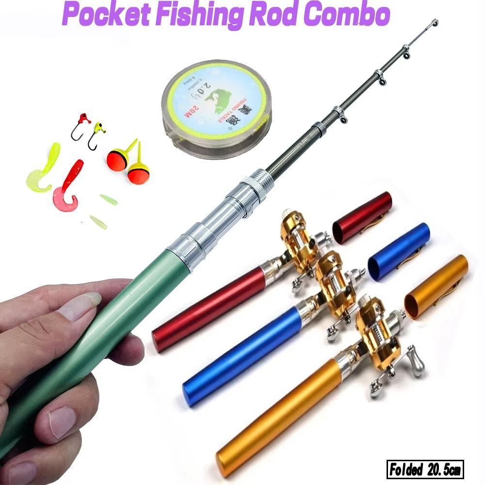 Carbonrolle Mini-Angelrute Stiftform Zusammenklappbares Angelruten-Set Taschenkarpfenrute Fluss