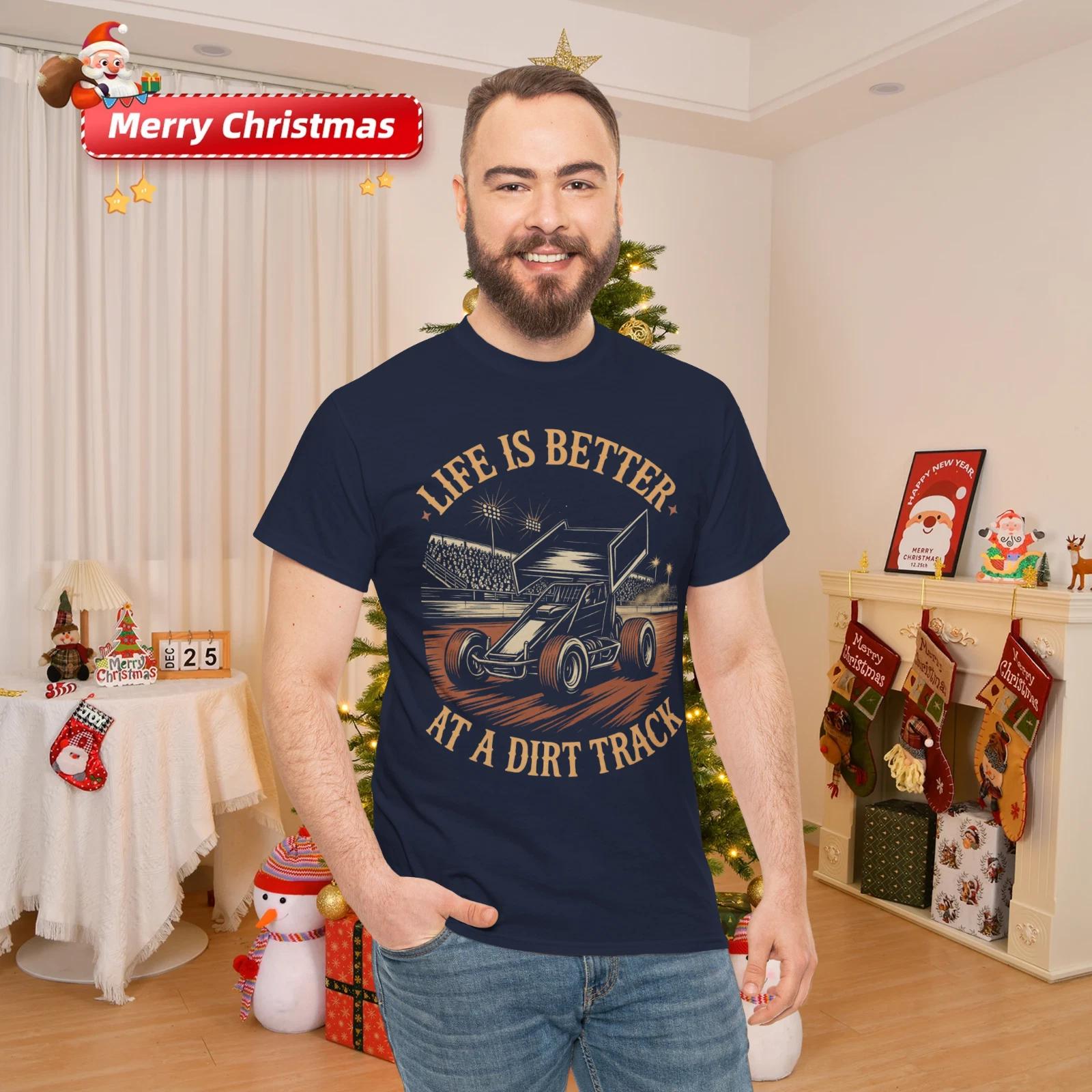 Dirt Sprint Car Racing Racetrack Dirt Track Racing Cotton T-Shirt 2XL