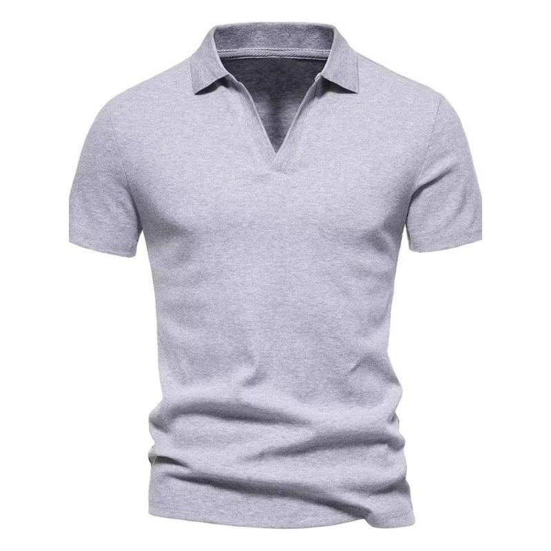 

Male V-neck Short Sleeve T-Shirt Stretch Bottoming Shirt Pure Color European and American Retro Simplicity Silm Peter Pan Collar All-Matching T-shirt Black 3XL