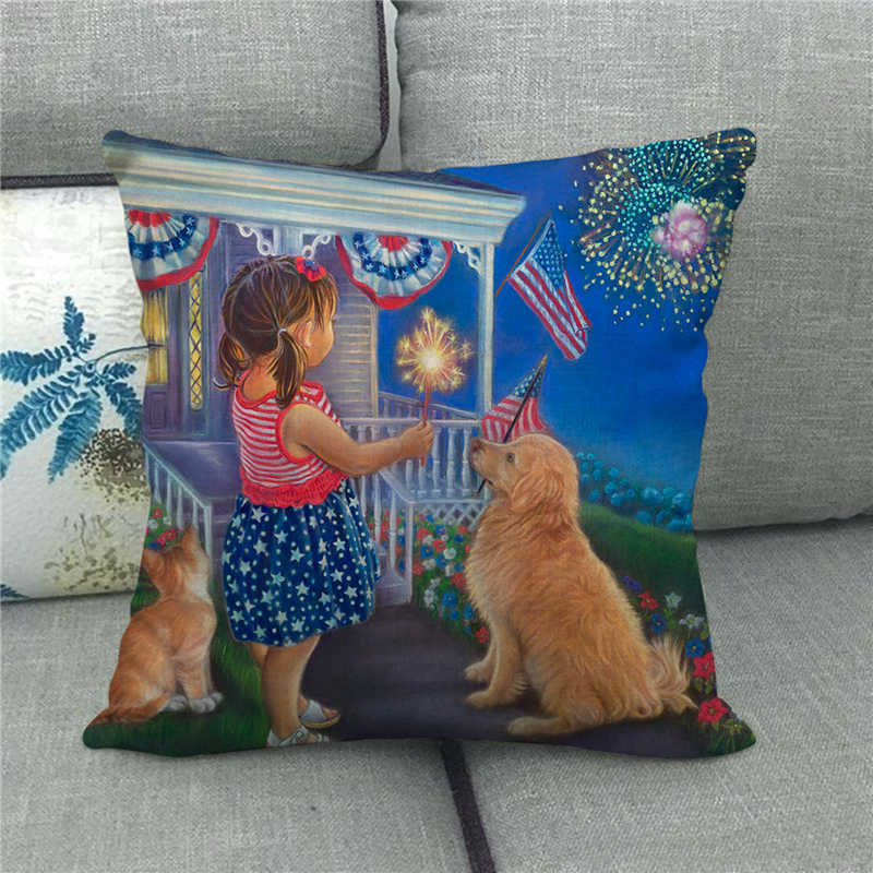 Flag Symbolizing The Bald Eagle In The United States Digital Printing Short Plush Pillow Covers For Sofa Office Cushion Cover