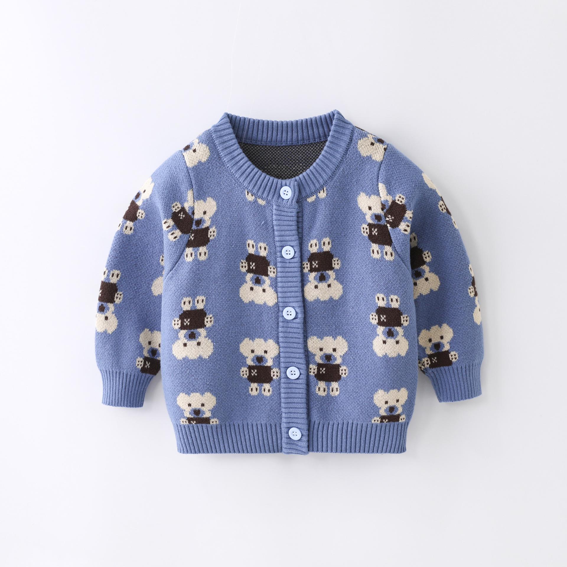 

Children s Long-Sleeved Cardigan Sweater for Autumn/Winter - Toddler & Infant Cotton Knitwear 80 cm синій