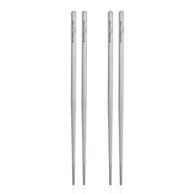 Boundless Voyage Camping-Essstäbchen aus Titan, quadratische Essstäbchen, runde Essstäbchen, Essstäbchen für den Außenbereich mit Aufbewahrungstasche (Rundes 2er-Set) Ti1002T